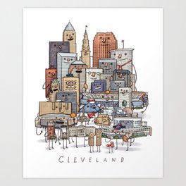 Cleveland Skyline group portrait Art Print