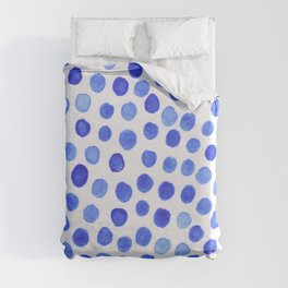 Watercolor Blue Polka Dots - free paint Duvet Cover