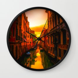 Wonderful View of a Venice's Canal at Sunset - Landscape Art - Italy Lovers - Amazing Oil painting Wall Clock