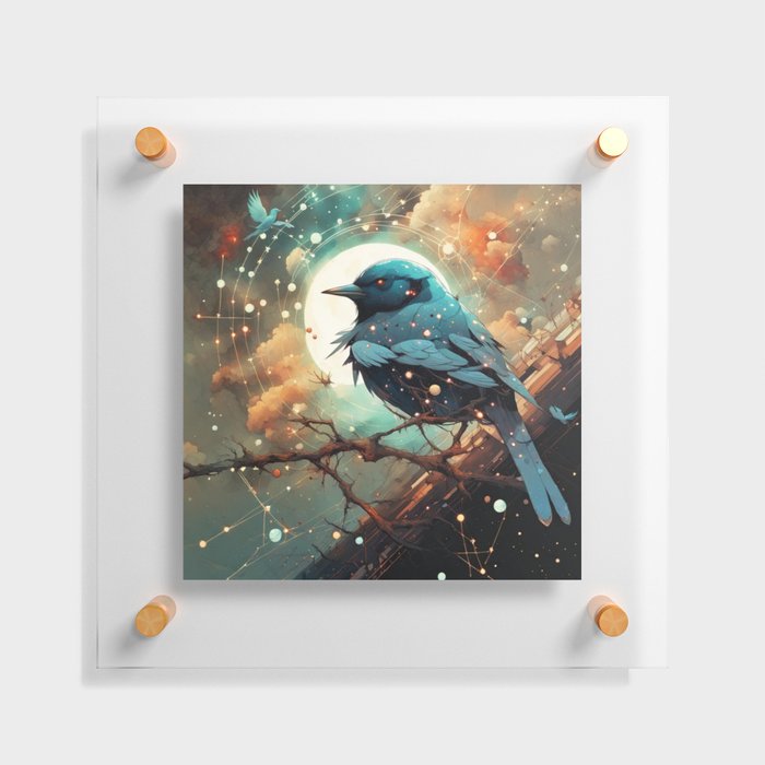 Bird surrounded by Constellations No.1 Floating Acrylic Print
