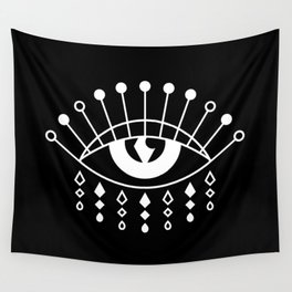 Evil eye black and white Wall Tapestry