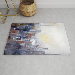 ABSTRACT CITYSCAPE MODERN PAINTING Rug