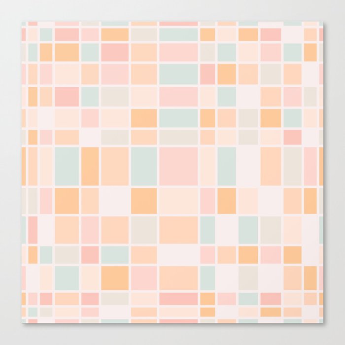 Mid Century Modern Abstract retro colored Grid pattern - Pink yellow and blue Canvas Print