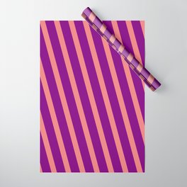 [ Thumbnail: Light Coral and Purple Colored Lined Pattern Wrapping Paper ]