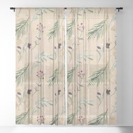 Vintage Boho Leaf Design Background Pattern Sheer Curtain