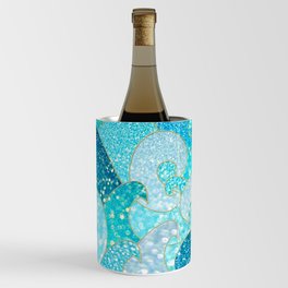 Mermaid Waves And Sea Faux Glitter - Sun Light Over The Ocean Wine Chiller