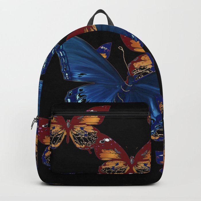 BLACK-BROWN  & BLUE BUTTERFLIES ART Backpack