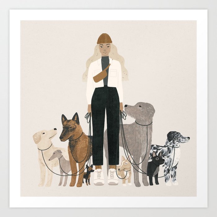 dog walker Art Print