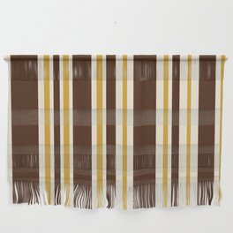 Retro Midcentury 70s Vertical Stripe Pattern Brown and Gold Wall Hanging