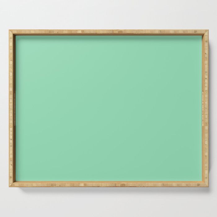 Pastel Sea Green Color Serving Tray By Nicnak85 Society6 Pastel Sea Green Color Serving Tray