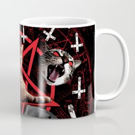 satanic cat pentagram death black metal band exorcist Coffee Mug