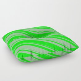 [ Thumbnail: Dark Sea Green & Lime Colored Lines/Stripes Pattern Floor Pillow ]
