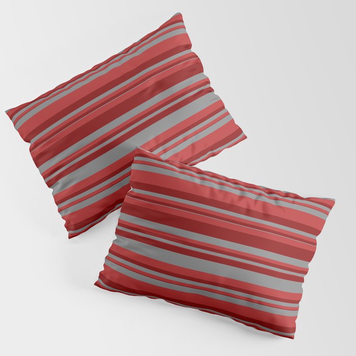 Red, Maroon, and Gray Colored Stripes Pattern Pillow Sham
