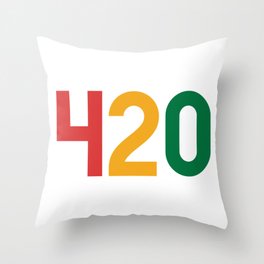 420 Typography (Rasta Colours) Throw Pillow