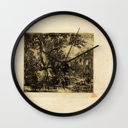 Charles Émile Jacque - Landscape With Animals (n.d.) Wall Clock | Painting, Printsanddrawings, Etching, Printsanddrawing, Print 