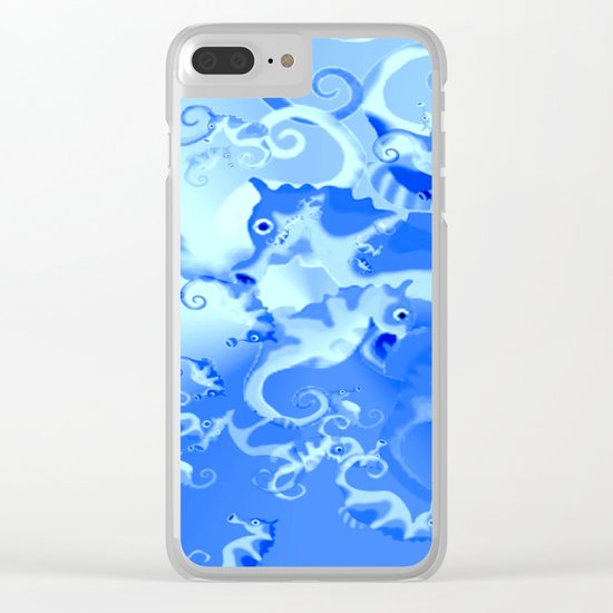 Seahorse in blue Clear iPhone Case