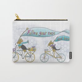 'Follow Your Nose ... and Heart' Beagles on Bicycles Carry-All Pouch