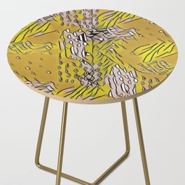 Yellow Textured Weave Pattern  Side Table