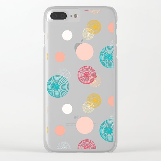 Colorful Scrawled Polka Dots Clear iPhone Case
