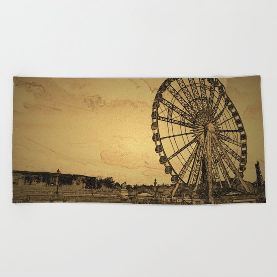 Ferris Wheel, Paris Beach Towel