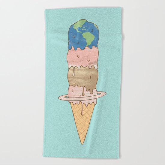 melting planets Beach Towel