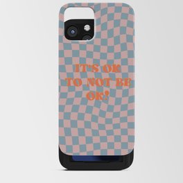 It's OK Quote on Retro Checkered Swirl Pattern iPhone Card Case