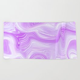 Aesthetic Soft Lilac Crystal Marble Beach Towel