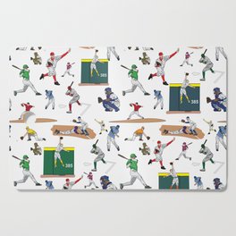 Fun Baseball Players Illustrations Pattern Cutting Board