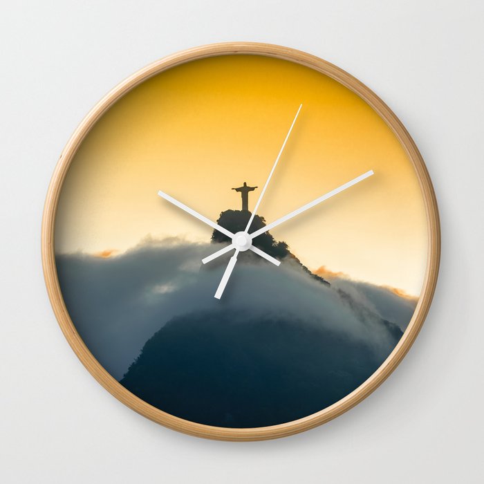 Brazil Photography - Christ The Redeemer Over The Clouds Wall Clock