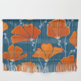 Festive Deco Flowers - Orange and Blue Floral Pattern Wall Hanging