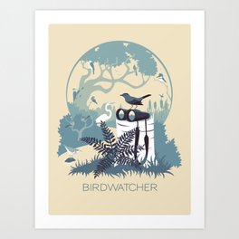 Birdwatcher (blues) Art Print
