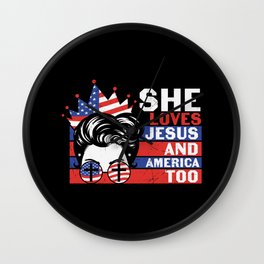 She Loves Jesus And America Too Wall Clock