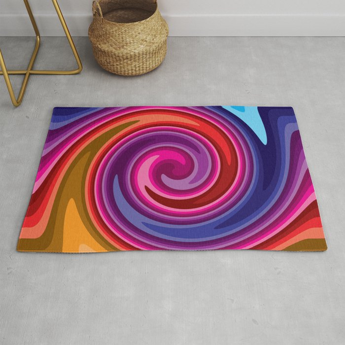 Tie Dye Multi Color Swirl Design Rug