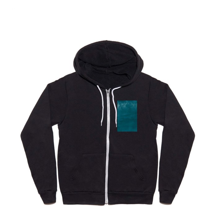Burst of Color Tropical Dark Teal Inspired by Sherwin Williams 2020 Trending Color Oceanside SW6496 Abstract Watercolor Blend Full Zip Hoodie