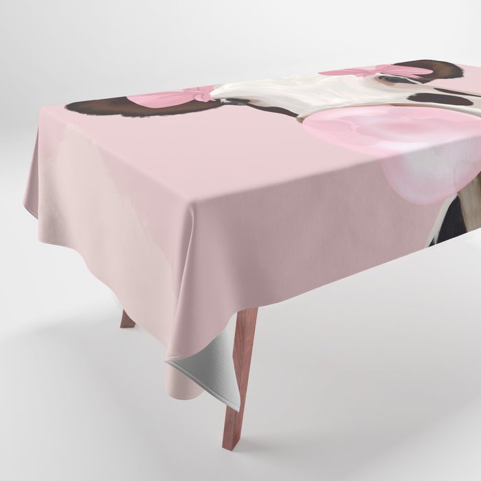 Cute Pink Girly Cow Tablecloth