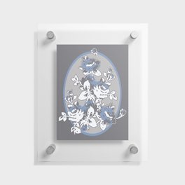 Rose Bouquet- Dark Gray, Light Blue Denim, Light Gray, White Floating Acrylic Print