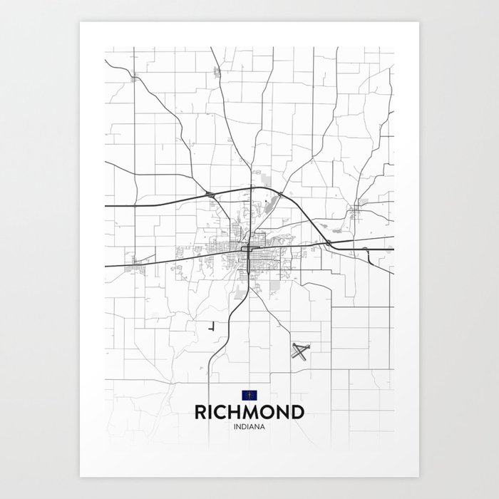 Richmond, Indiana, United States - Light City Map Art Print