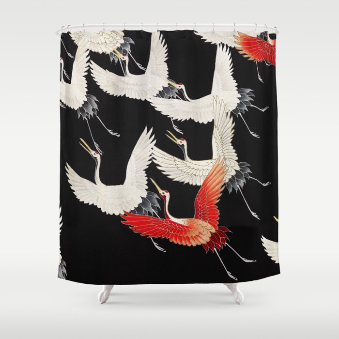 Japanese Flying Cranes Shower Curtain