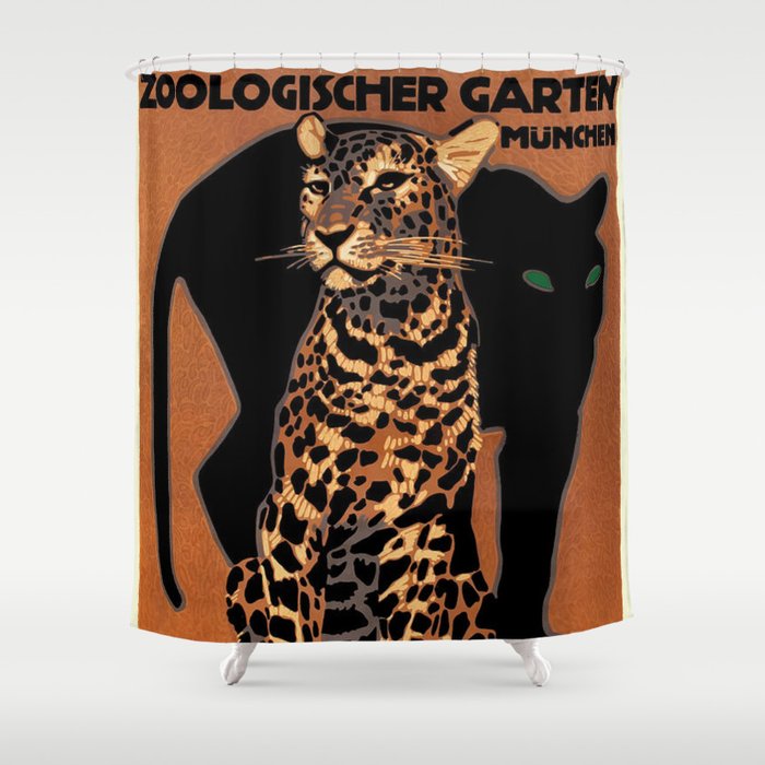 Vintage Munich Zoo Leopard 1912 Advertisement Shower Curtain