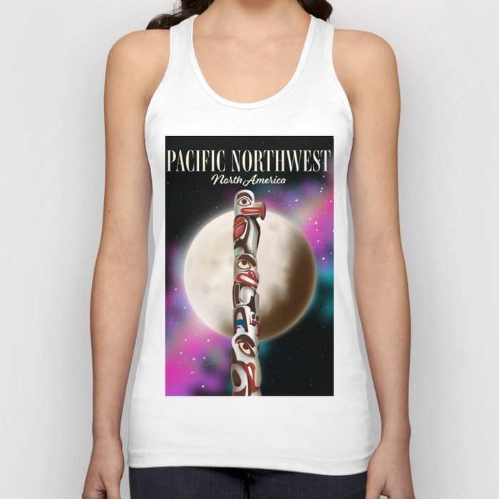 Pacific Northwest Totem pole travel poster. Tank Top