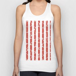 Hand Drawn Sea Shells on Bright Red and White Stripes Unisex Tank Top