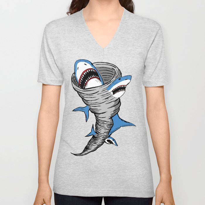 Shark Tornado V Neck T Shirt