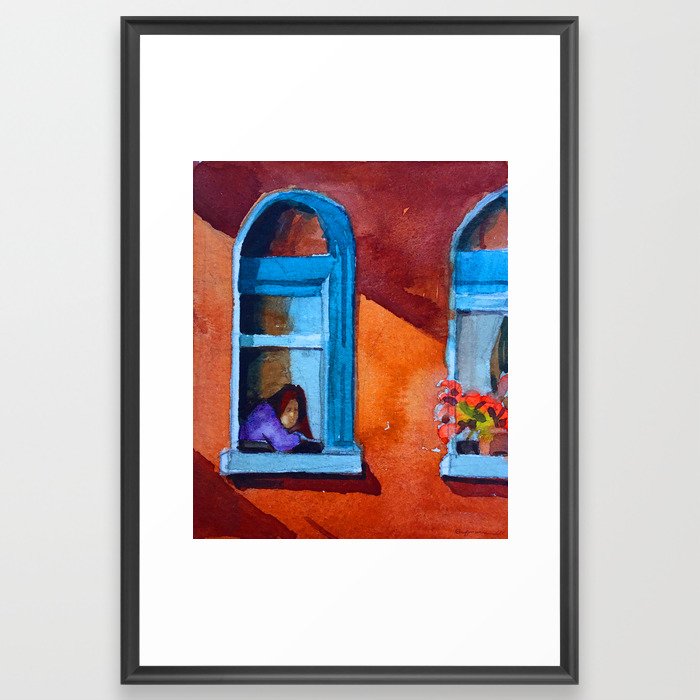 Looking Out A Window Framed Art Print