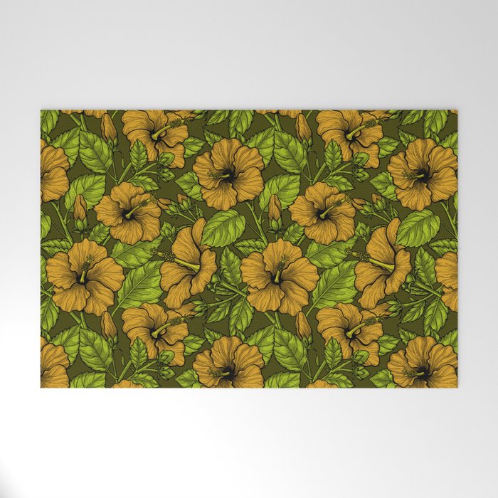 Yellow hibiscus  Welcome Mat