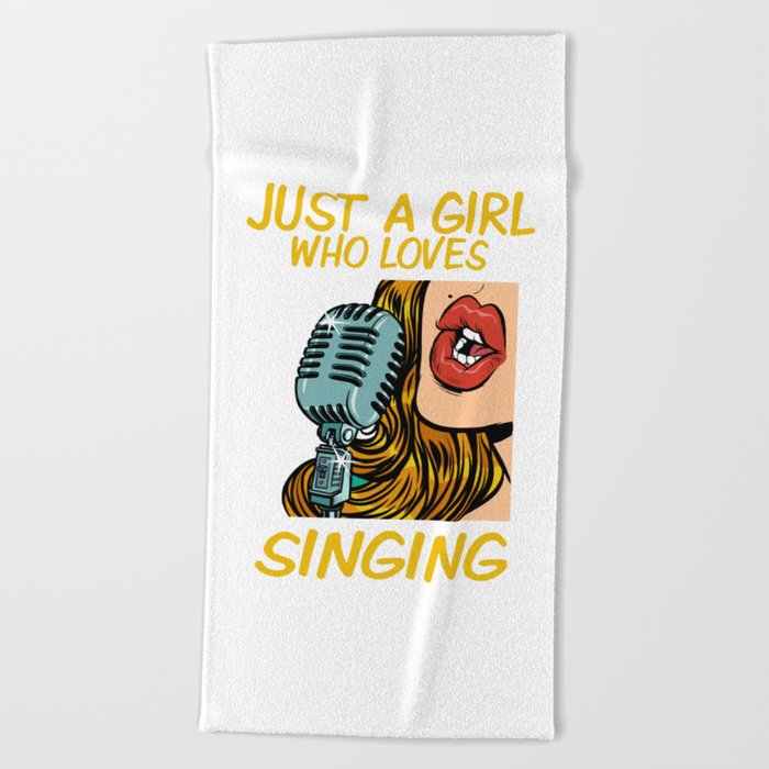 Just a Girl Who Loves Singing (Pop Art) Beach Towel