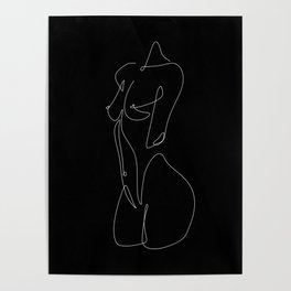 Nips and Hips in black / Explicit Design drawing of naked woman Poster