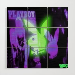 bunny 90s purple green aesthetic  Wood Wall Art