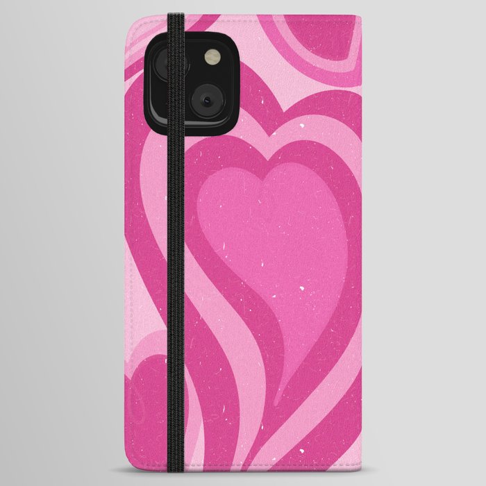 Hot Pink Retro 70s Hearts Aesthetic (xii 2021) iPhone Wallet Case