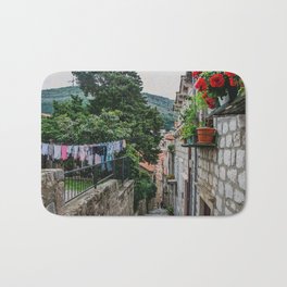Dubrovnik street Bath Mat | Dubrovnik, Narrowstreet, Mediterranean, Acrylic, Stonebuildings, Oldtown, Cityscape, Croatia, Flowers, Stairway 