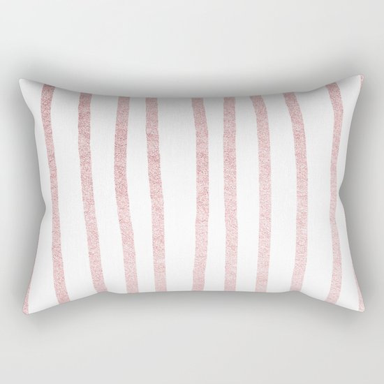 Simply Drawn Vertical Stripes in Rose Gold Sunset Rectangular Pillow